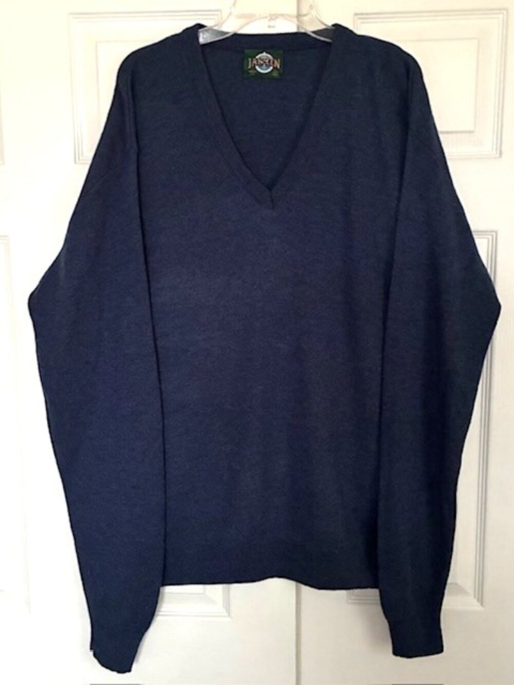 Jantzen Blue V Neck Pullover Acrylic Long Sleeve Sweater Size 2XL Tall
